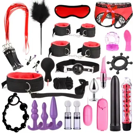 Sex Products Erotic Toys for Adults Sex Bondage Set Handcuffs Nipple Clamps Gag Whip Rope Sex Toys for Couples