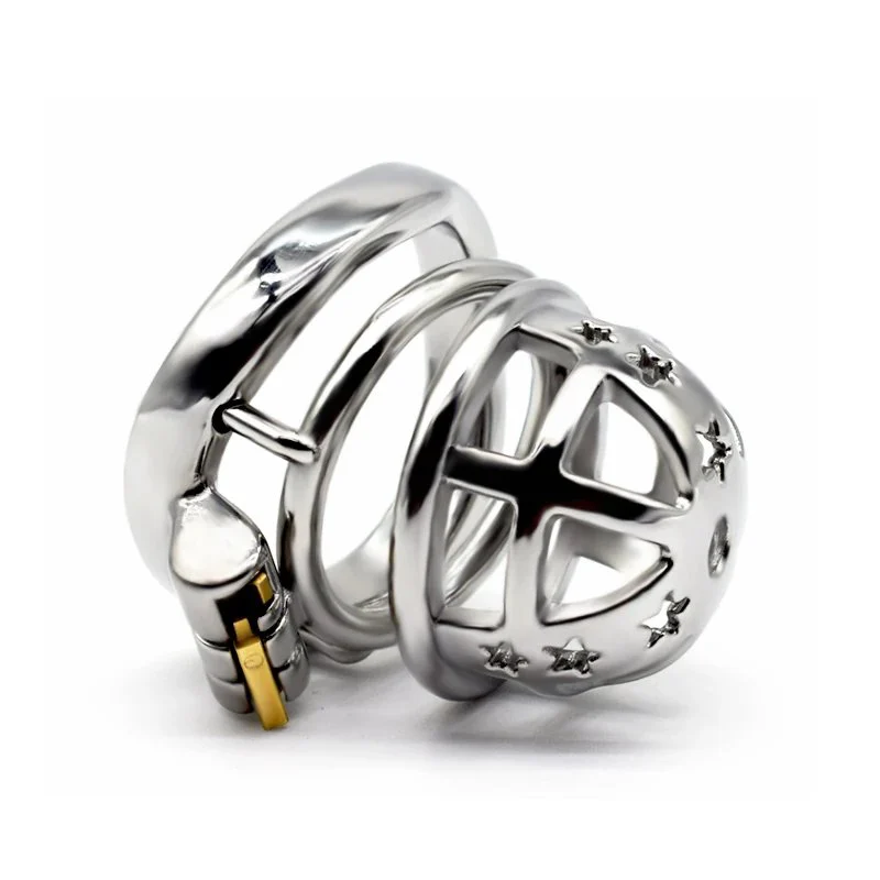 Mental sliver stainless steel ring cock cage male chastity cage for man