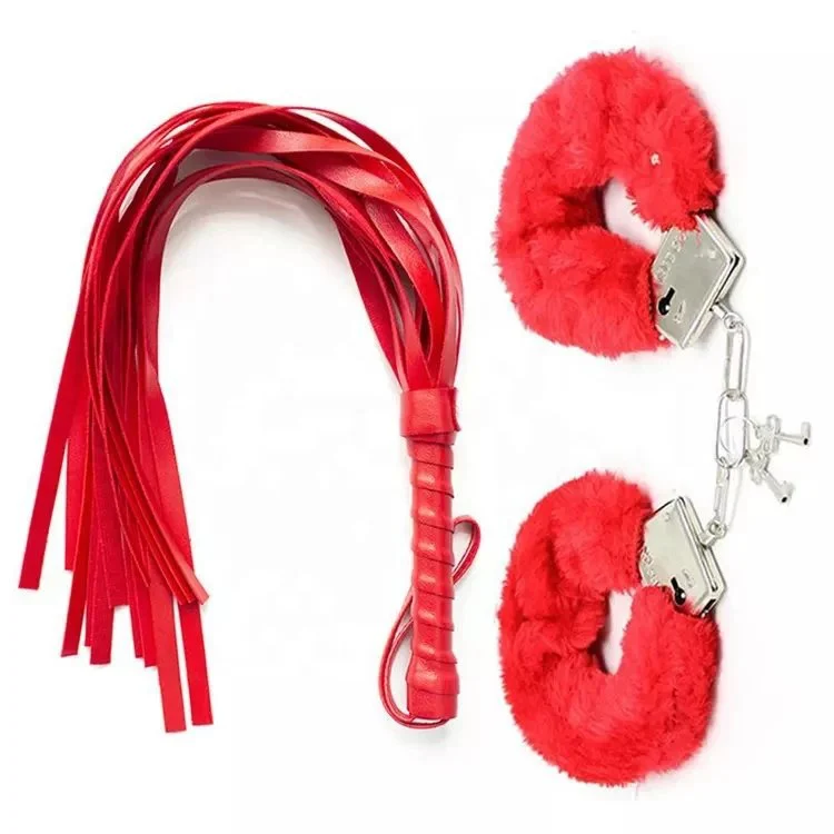 Sex Toys for Couples Game Leather Flogger Spanking Whip Sexy Soft Steel Fuzzy Furry Handcuffs