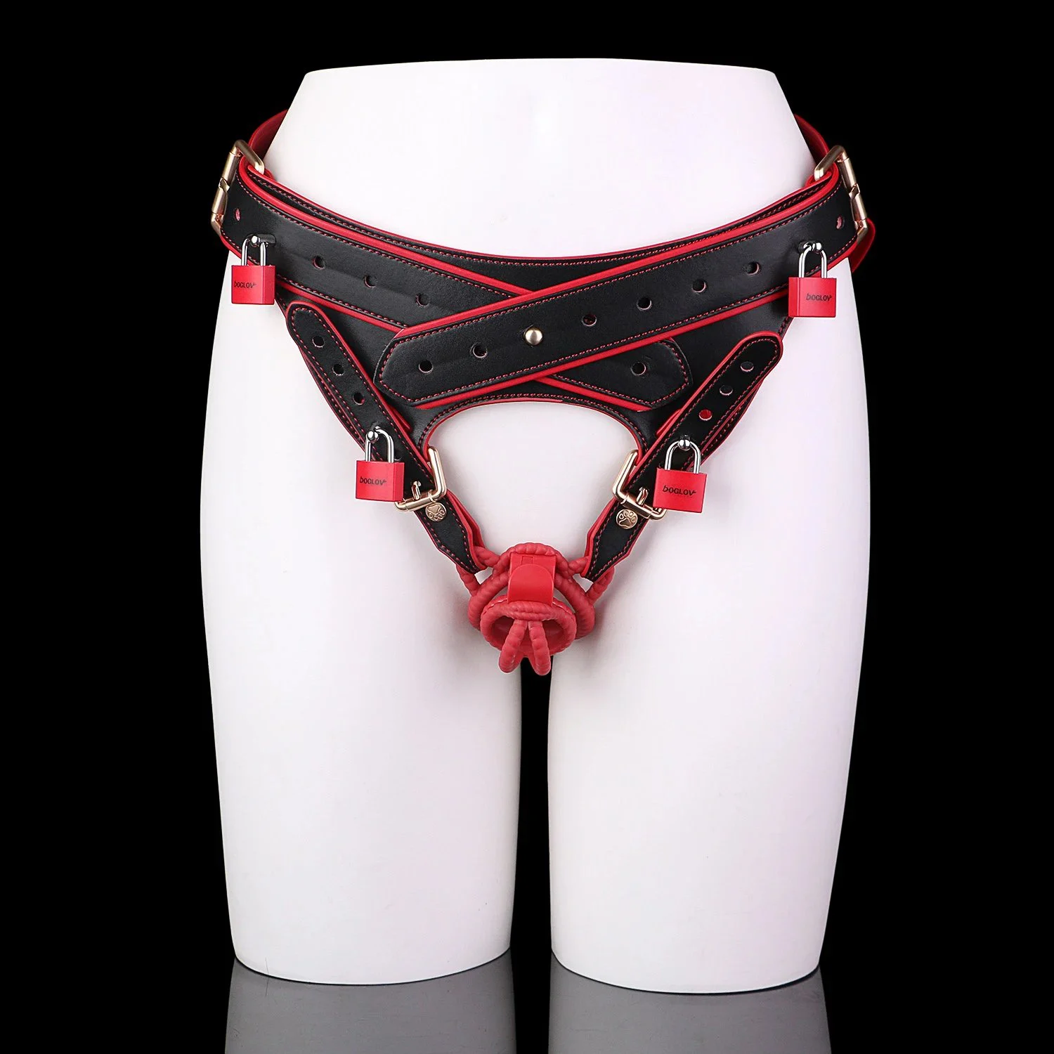 Leather Male Chastity Device Harness,Male Chastity Harness with Anal Plug Ring,chastity Belt with Micro Chastity Cage Men