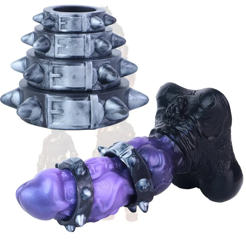 Male Penis Rings Set Rivet-shaped Scrotal Ring Liquid Silicone Erotic Bracelets and Rings Forplay Product for Couple
