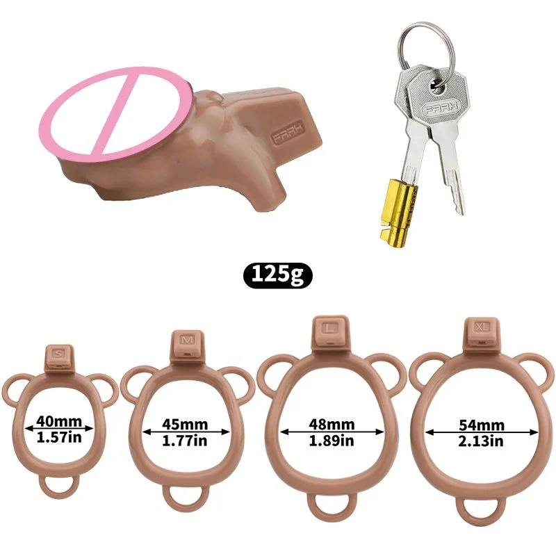 Simulated Penis Chastity Cage Made of Safe Abs Resin, Four Sizes to Choose From for Skin Tone Realistic Bondage Penis Cage