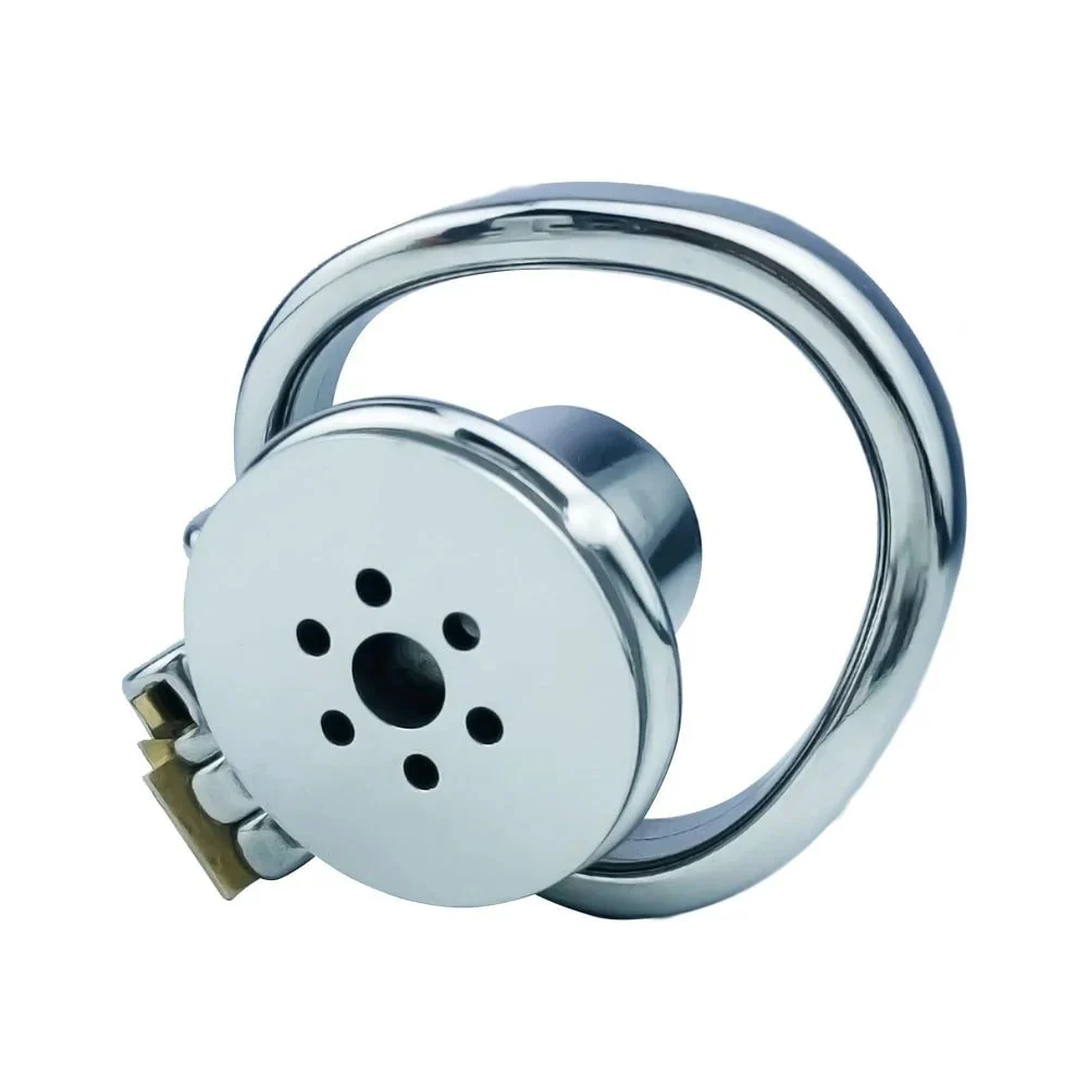 Single Layer Stainless Steel Negative Electrode Series Men's Metal Hollow Rivet Stimulation Chastity Lock Cage