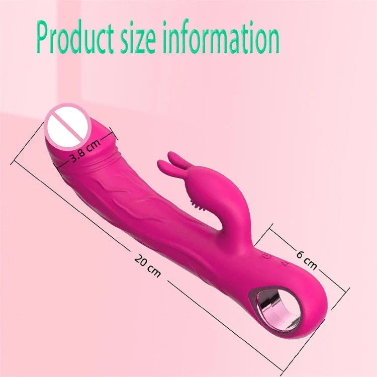 Rechargeable 10 Speeds Clitoral Stimulation Thrusting Pink Double Motors Rabbit Vibrator Sex Toy for Women
