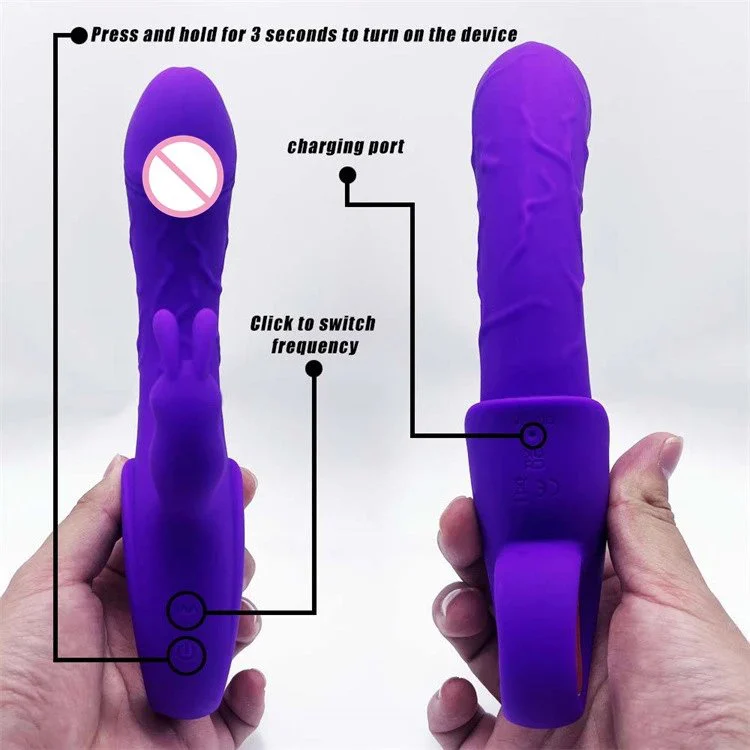 Rechargeable Clitoral Stimulator 10 Modes Realistic Dildo Female Rabbit Vibrator Sex Toys for Women