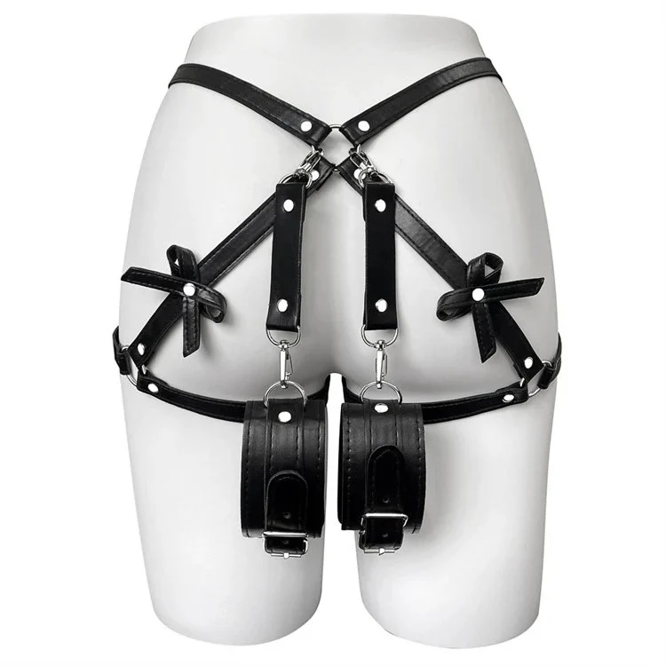 Sex Toys Handcuffs Erotic Bondage Accessories Bow Garter Belt Leather Bondage Harness Women
