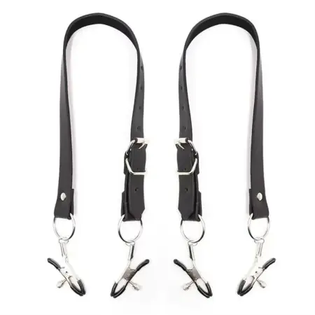 Bondage Women Wrap Around Thigh Spread Vagina Labia Spreader Straps With Clamps Clitoris Clips