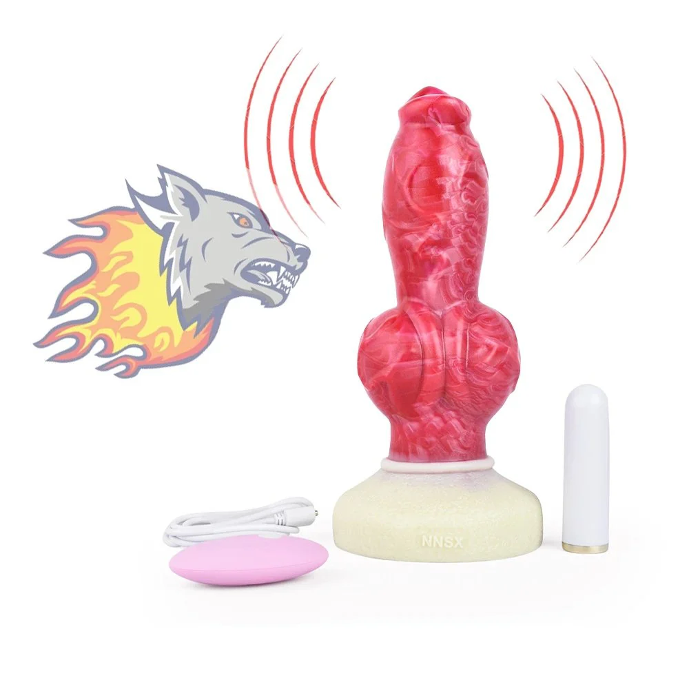 8.66 Inches Dog Dildo Vibrating Remote Control Vibrators Animal Penis with Super Knot Progressive Vaginal Dilators