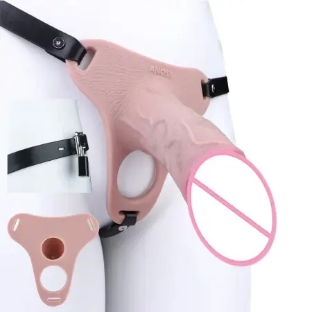 Hollow Silicone Dildo Strap on Reusable Penis Pump Sleeve Cock Extender Adult Male Sex Toys Enlarger for Men Couple
