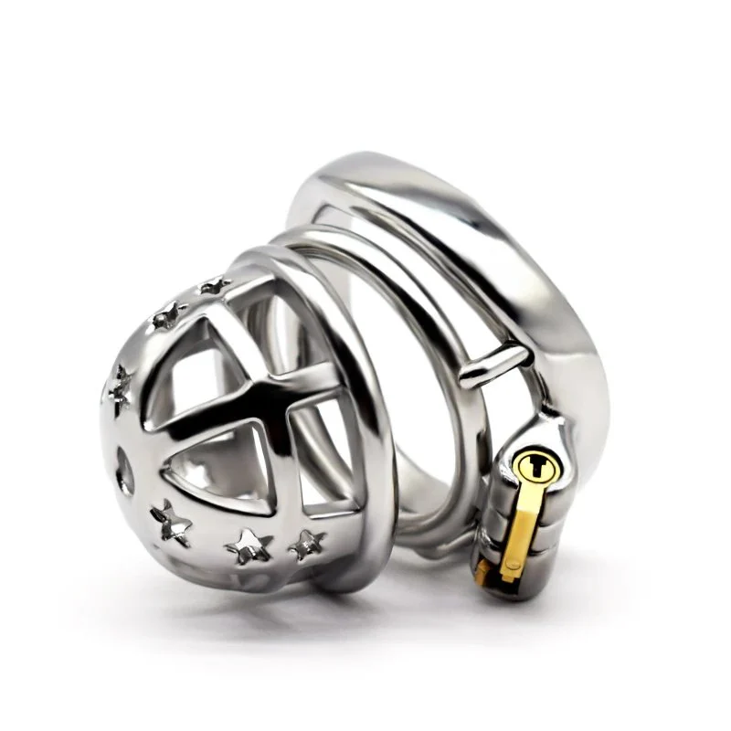 Mental sliver stainless steel ring cock cage male chastity cage for man