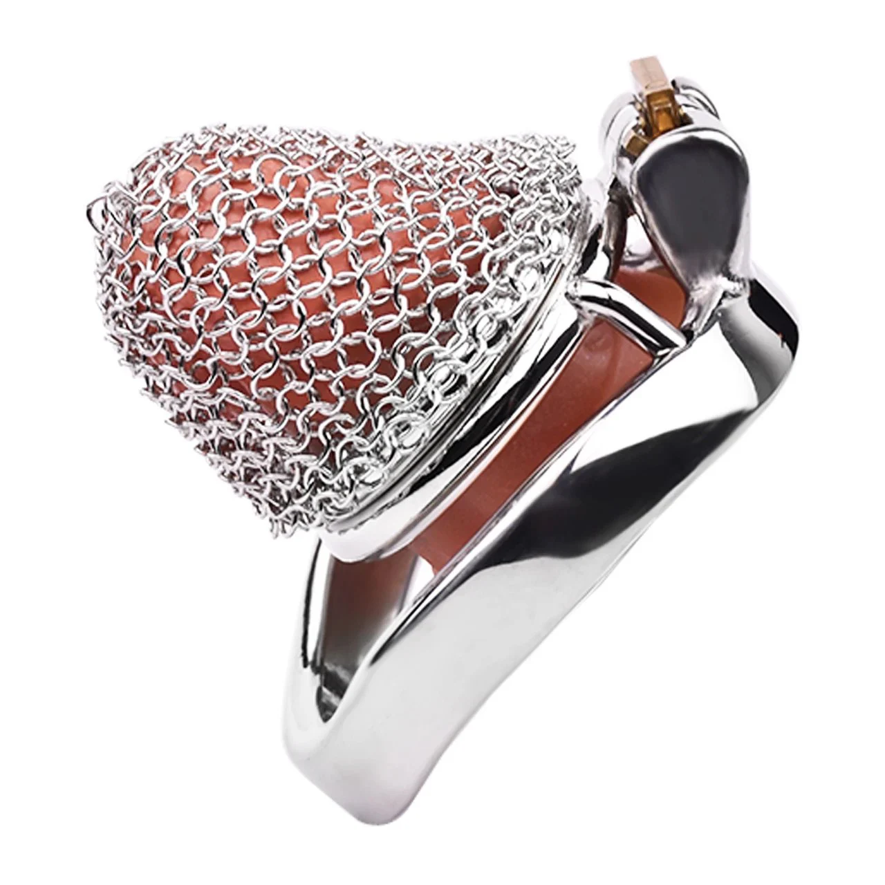Soft Male Chastity Cage 304 Stainless Steel Reticular Mesh with Curved or Round Ring for Play