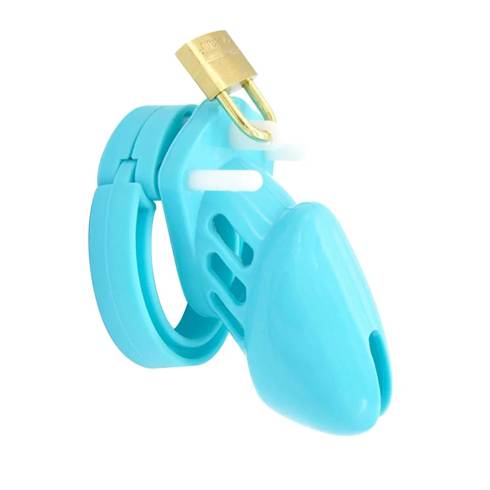 Silicone Men's Cock Lock Pink and Black Male Chastity Cage with 5 Penis Ring Devices Bondage Sex Toy