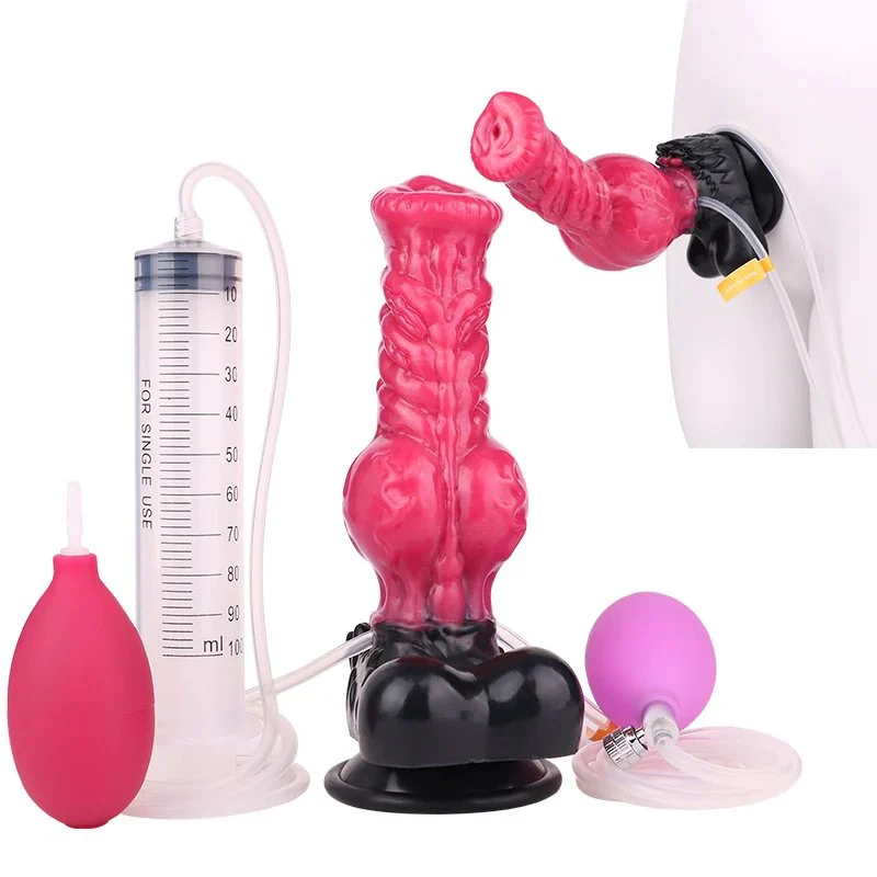8.3 Inch Wolf Lord Inflatable Squirting Dildo Dildo Huge Thick Fantasy Squirting Cock Anal Plug Sex Toy with Suction Cups for Couple