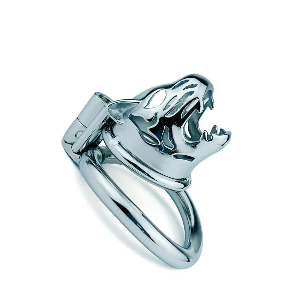 Metal Stainless Steel Tiger Head Design Chastity Lock Cages Rivet Stimulation Male Penis Massager Removable Chastity Cage