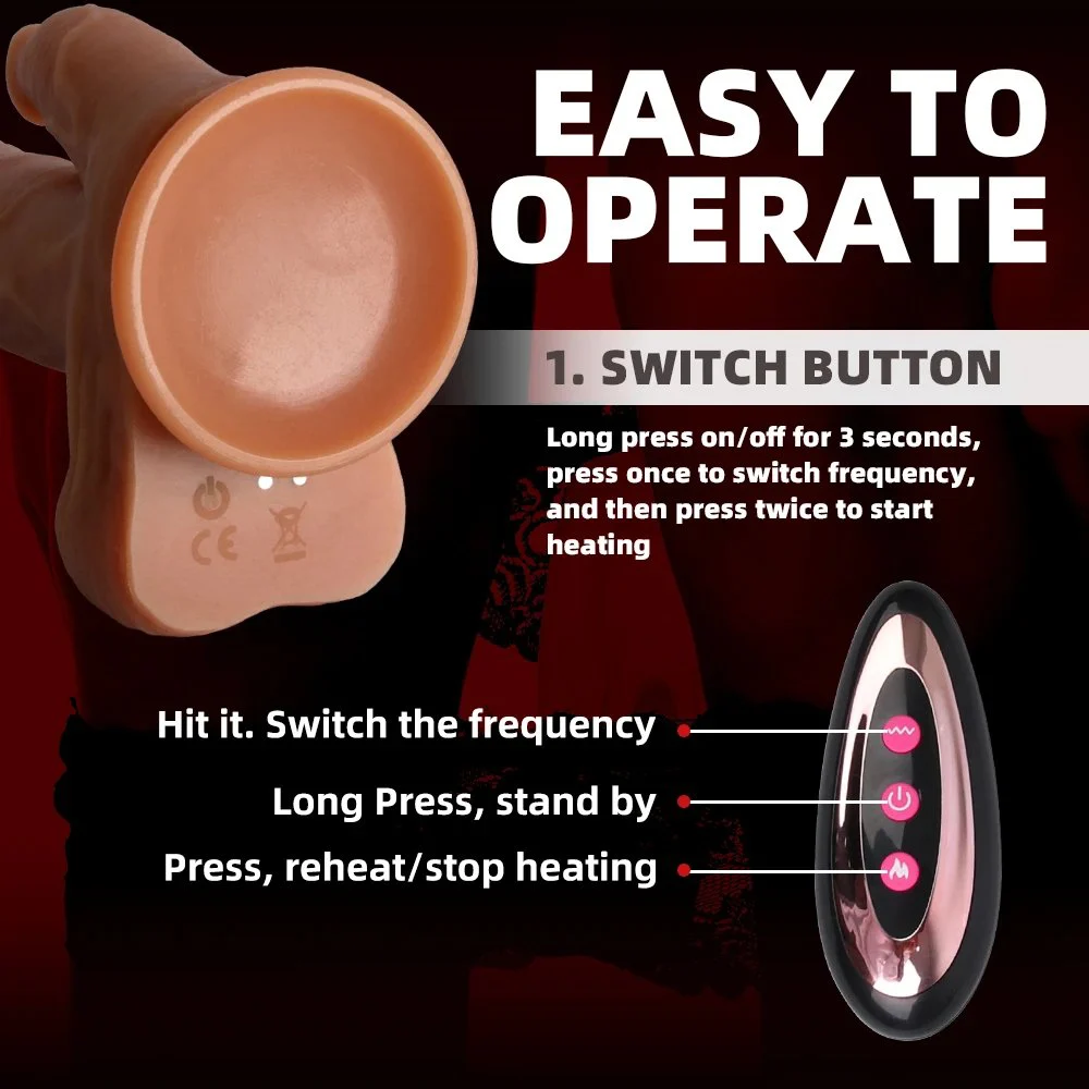 Adult Liquid Silicone Remote Control Heating Thrusting G-Spot Vibrator Dildo with IPX5 Waterproof and Portable Design