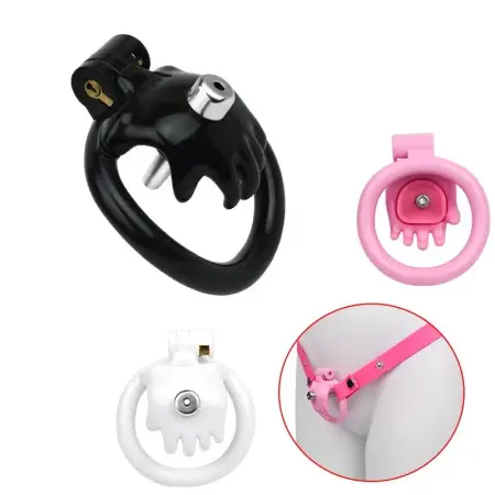 Sissy Pink Palm Chastity Cage with Urethral Catheter Strap on Lightweight Cock Cage Penis Bondage Ring BDSM Device for Man
