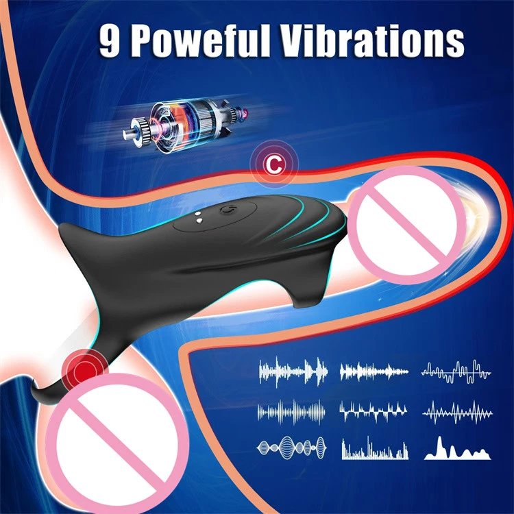 USB 9 Modes Silicone App Controlled Vibrating Penis Ring Cock Ring Vibrator Sex Toy for Men