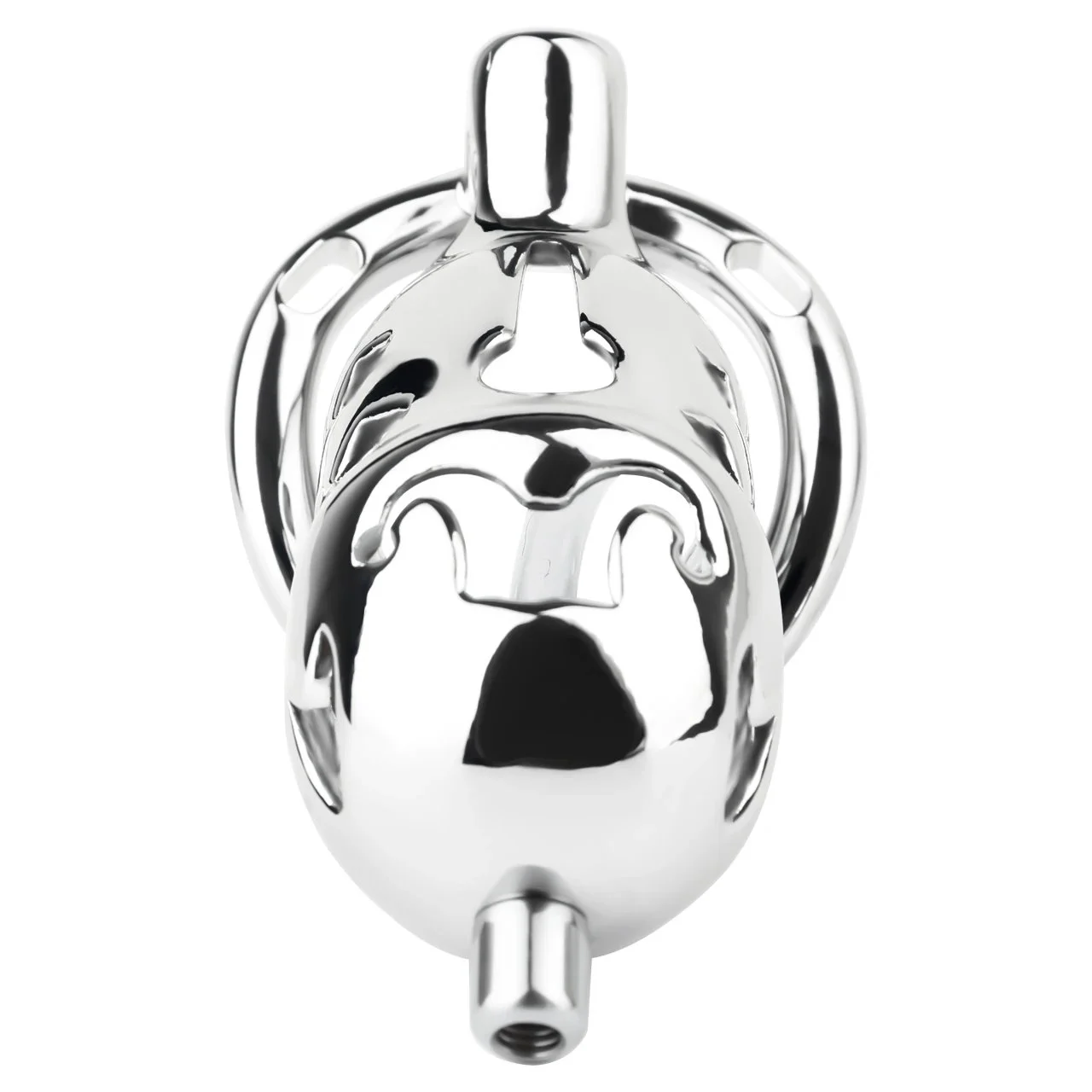 Male Stainless Steel Chastity Cage Restraint Toy with Catheterized Penis Lock Three Sizes Available