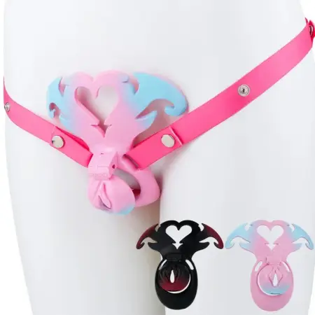New Resin Male Sissy Chastity Cage Feminization Pussy Style Restraint Adult Flirting Toys for Men Gays Cock Cage