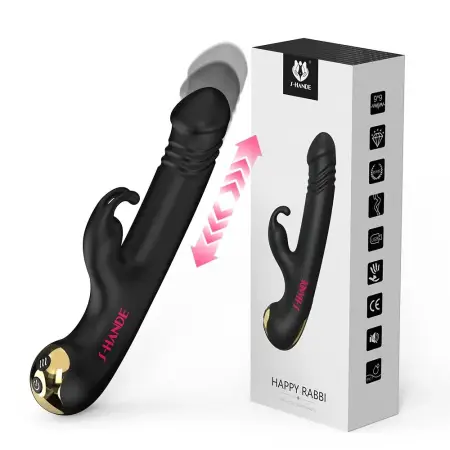 Rabbit-style Extendable Vibrating Masturbator with Rapid Thrusting Electric Dildo Vibrator