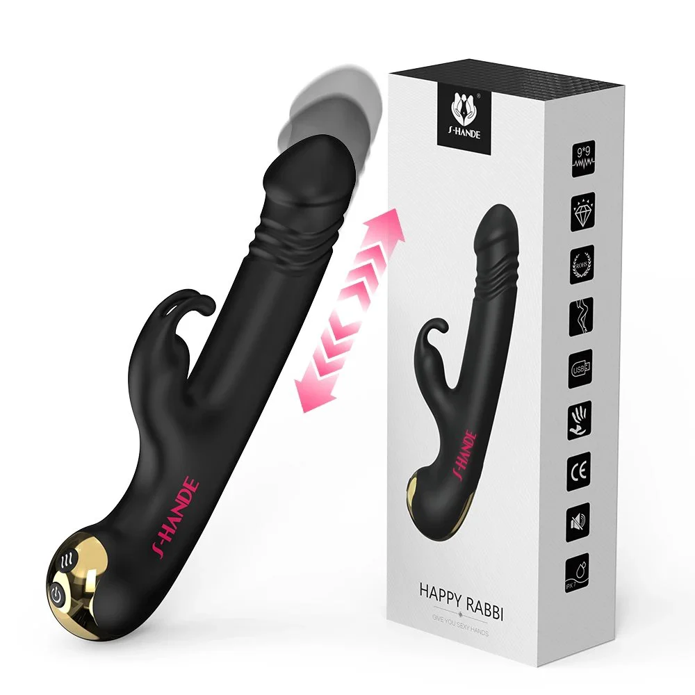 Rabbit-style Extendable Vibrating Masturbator with Rapid Thrusting Electric Dildo Vibrator