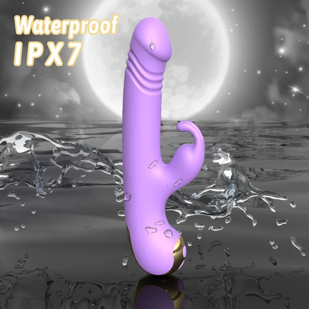 Rabbit-style Extendable Vibrating Masturbator with Rapid Thrusting Electric Dildo Vibrator