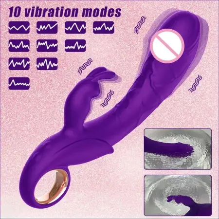 Rechargeable Clitoral Stimulator 10 Modes Realistic Dildo Female Rabbit Vibrator Sex Toys for Women