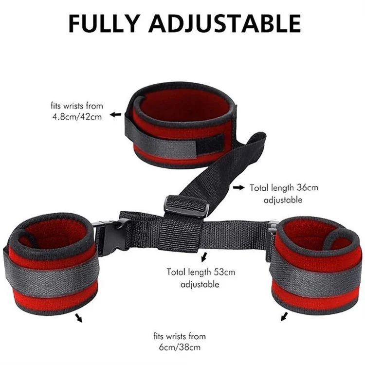 Adjustable Bondage Restraints Set Neck to Wrist Behind Back Handcuffs Collar With Blindfold