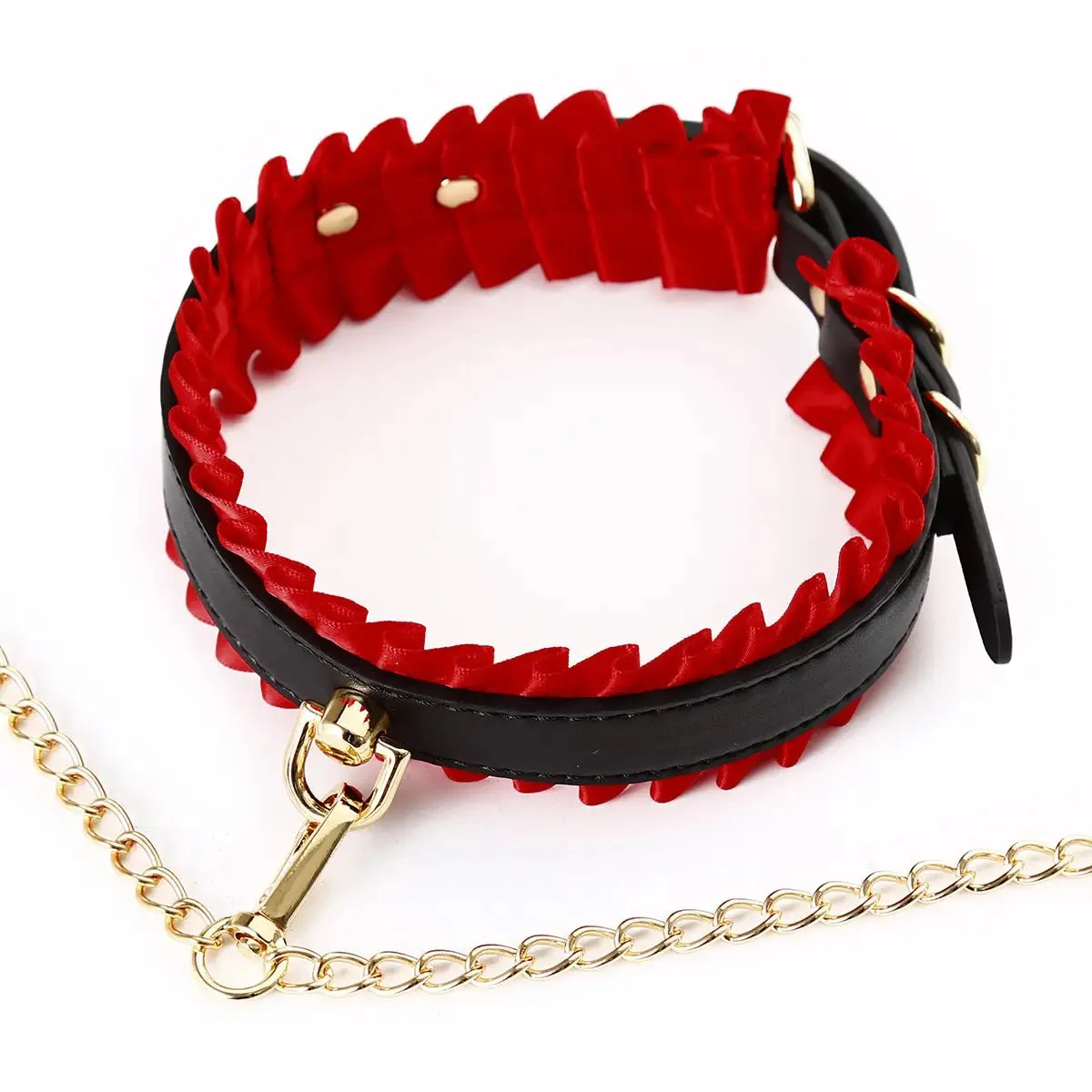 Adjustable Gold Chain Neck Handcuffs BDSM Bondage Restraints Set Adult Game Fetish Slave Handcuffs to Collar for Woman Couples