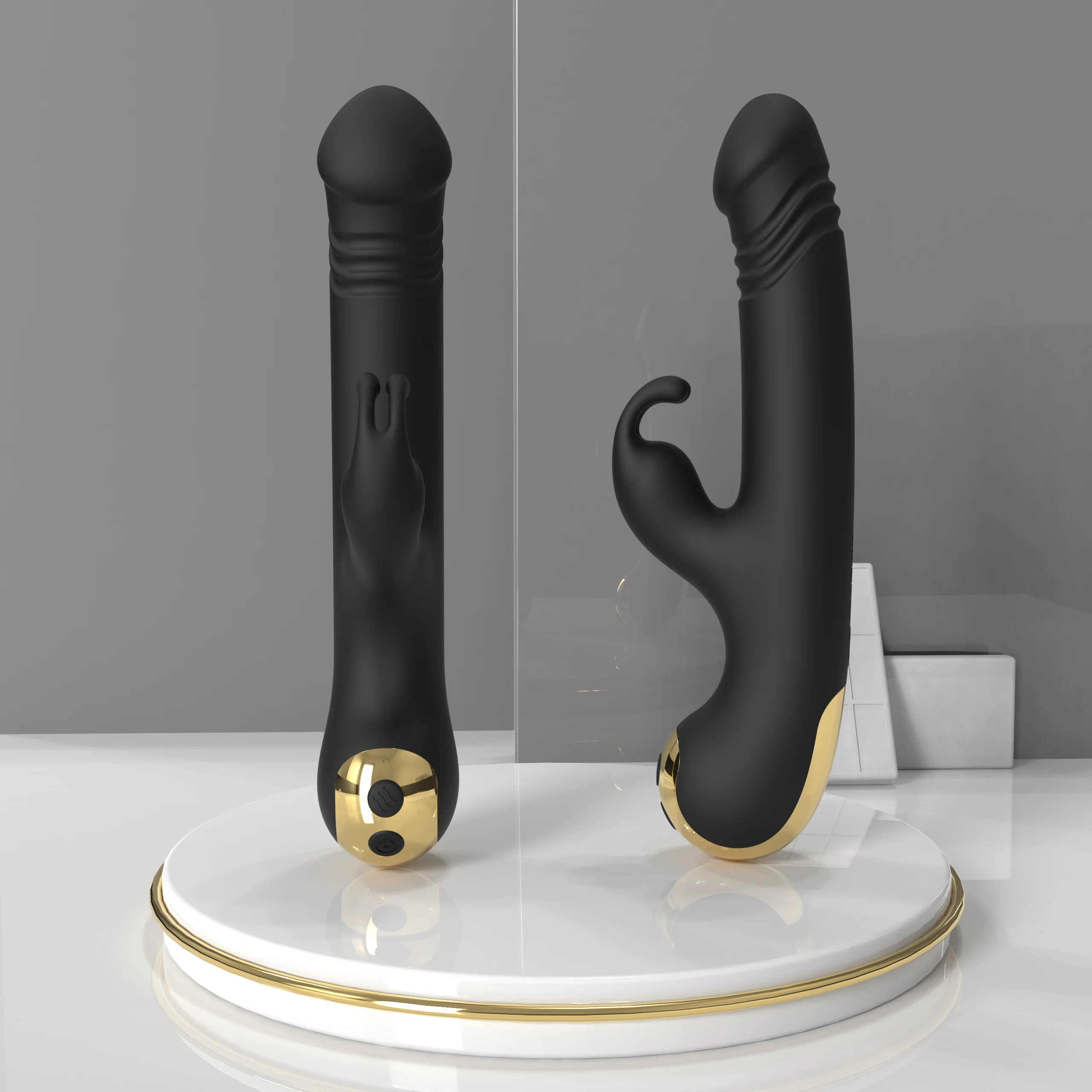 Rabbit-Shaped G-Spot Rapid Insertion Vibrator Toy Female Sex Toy for Dual Vaginal & Clitoral Stimulation