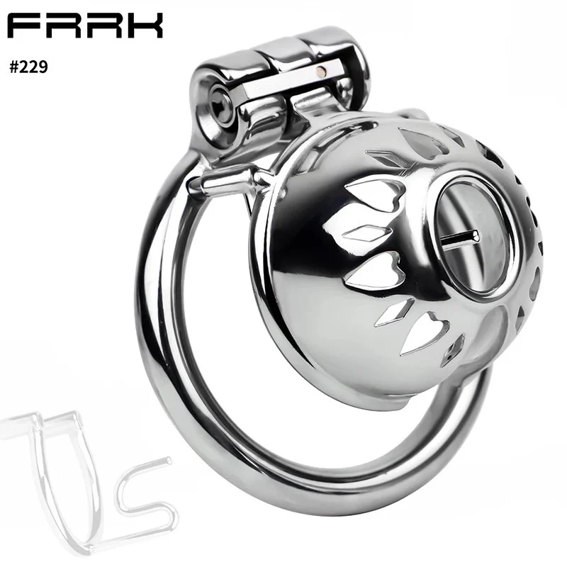 Metal Male Penis Restraint Chastity Cage Silver Glossy Built-In Penis Lock Erotic Toys for Male
