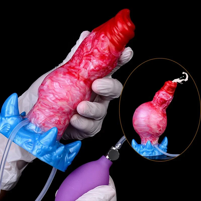 Inflatable Dragon Dildo with Knot Fantasy Dildo Adjustable Thickness Huge Squirting Dildo with Sucker Animal Anal Toys