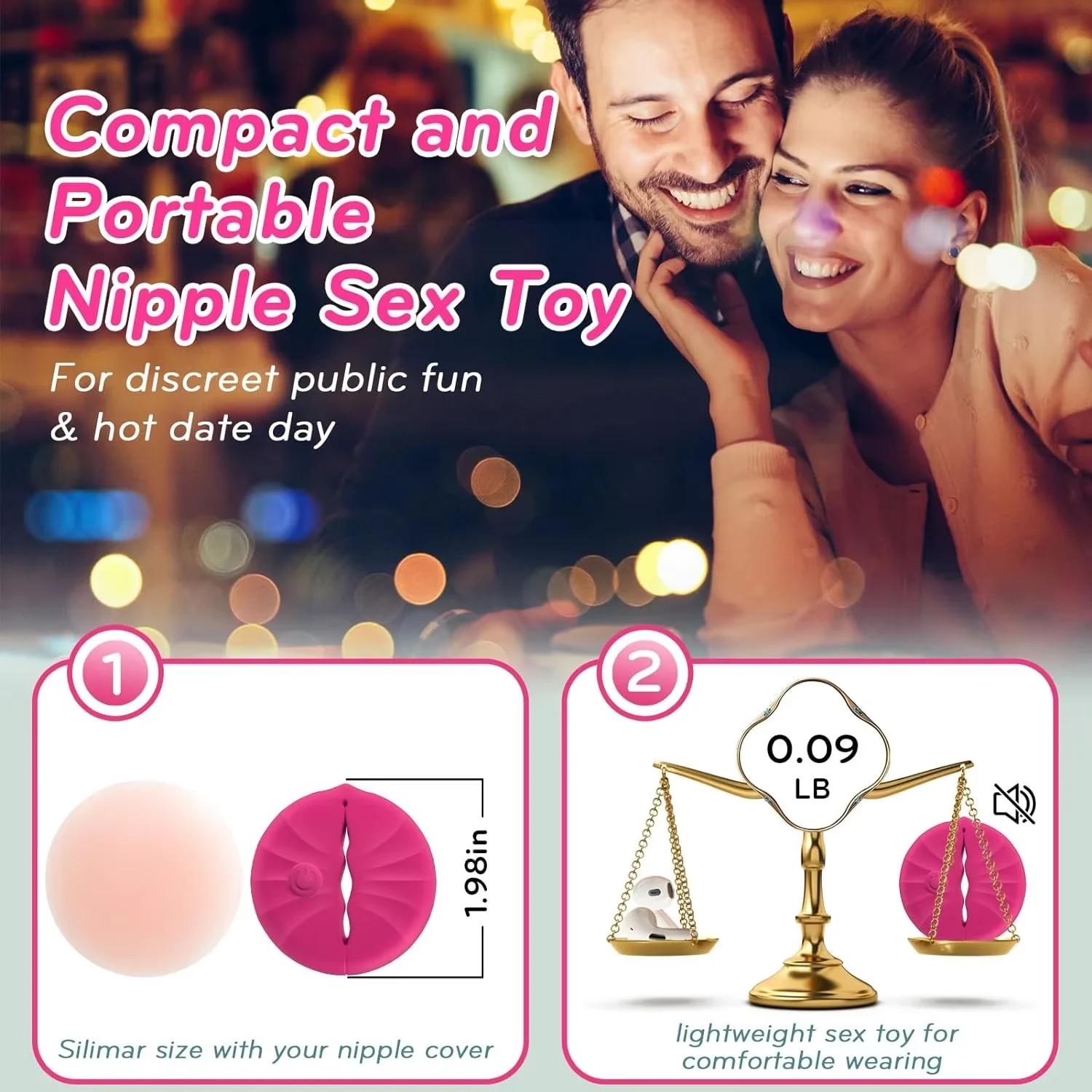 Silicone Lightweight Nipple Toys & Vibrator 10 Vibration Modes for Women's Sexual Pleasure Invisible Body Sex Toy