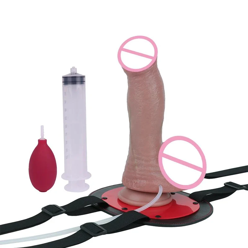 9.44 Inch Dual-Layer Realistic Feel Suction Cup Water Spray Simulation Device Interactive Adult Product for Lesbian Couples