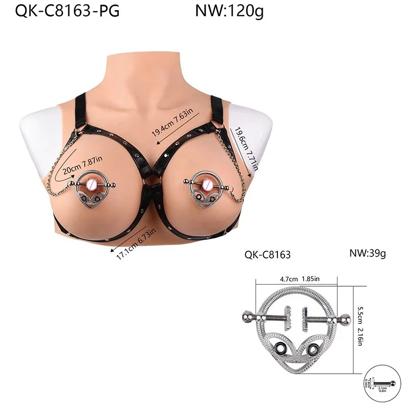 Sexy Bondage Bra with Stainless Steel Nipple Clamps Unique Design Adult Toys That Increase the Fun of Life