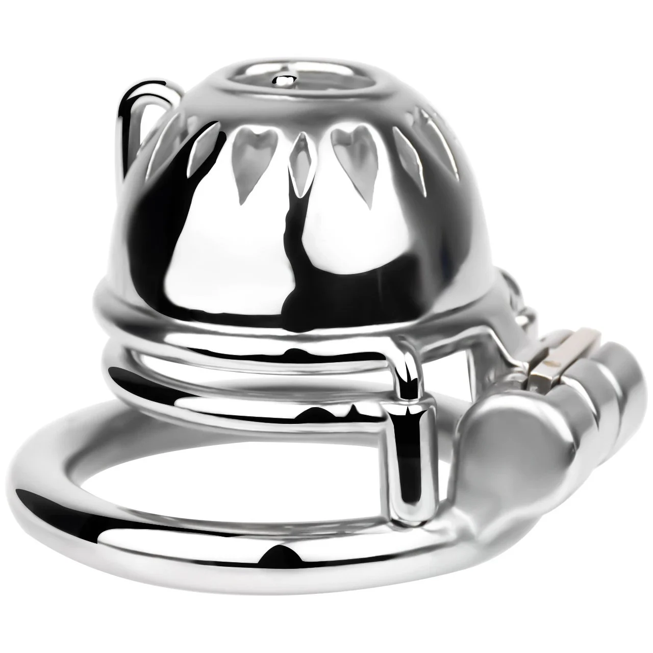 Metal Male Penis Restraint Chastity Cage Silver Glossy Built-In Penis Lock Erotic Toys for Male