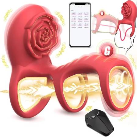 App Control Male 3 Rings Masturbation Sharing Clitoral Stimulation Passion Lock Ring Vibrator For Adult