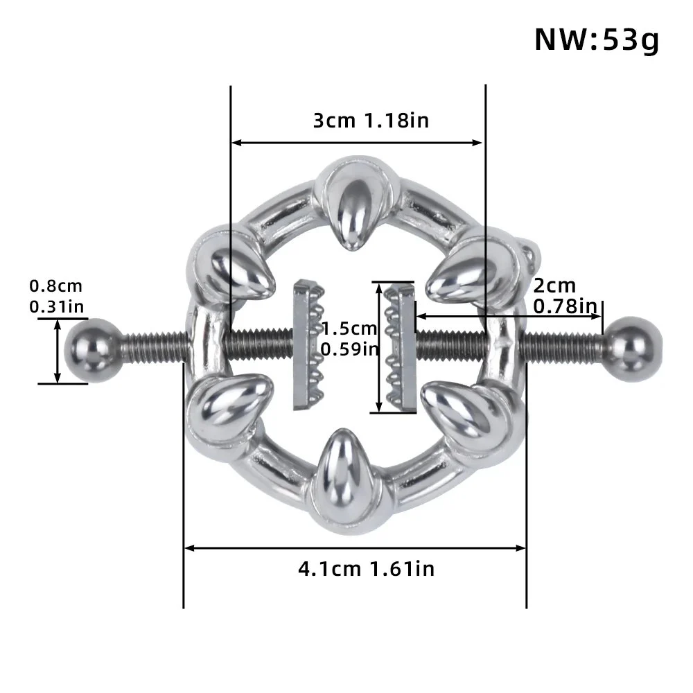 Adjustable Metal Nipple Clamps with Spikes Non Piercing Weights Clamp Balls Pendant Nipple Clip Clips Nippleclamps Bondage