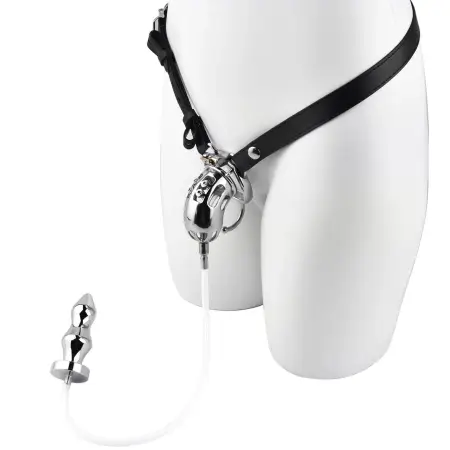 Stainless Steel Male Chastity Device Add Anal Plug with Urethral Catheter Strap Sex Toys for Men and Woman