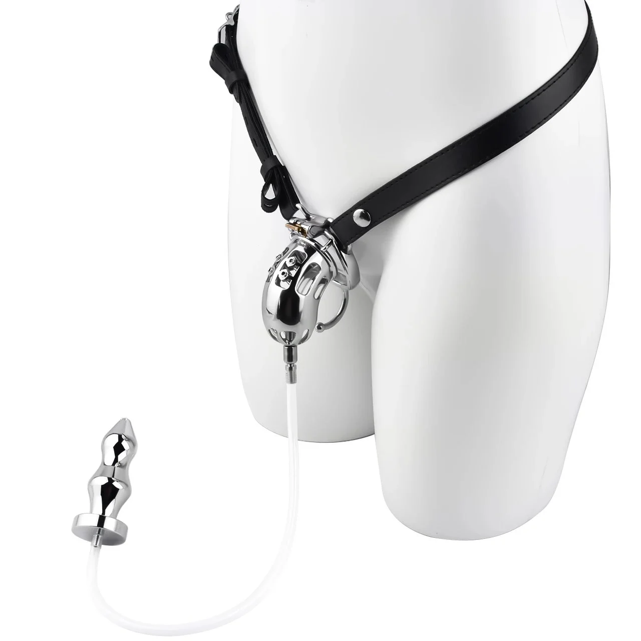 Stainless Steel Male Chastity Device Add Anal Plug with Urethral Catheter Strap Sex Toys for Men and Woman