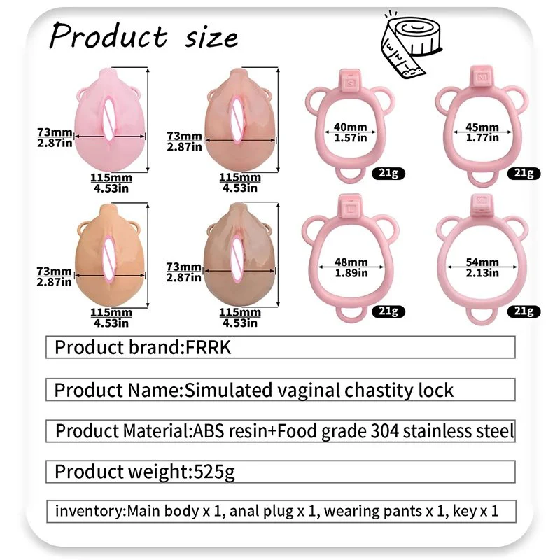 Realistic Vagina Fully Male Chastity Cage Device Pussy Hole Resin Cock-Lock with Gift Box Chastity Band Belt Toys
