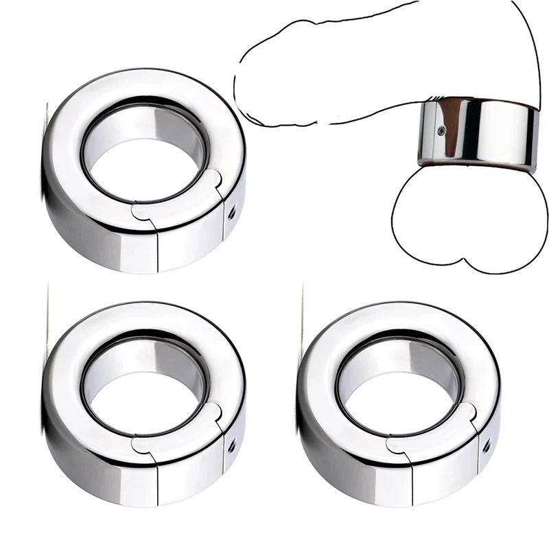 Stainless Steel Testis Ball Stretcher Heavy Scrotum Pendant Restraint Stretching Locking Cock Ring CBT Sex Toys