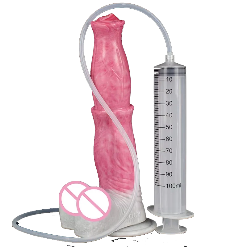Realistic Horse Dildo Ejaculation Dildo for Women Animal Penis Squirting Sex Toy Jello Color Flexible Sex Tool