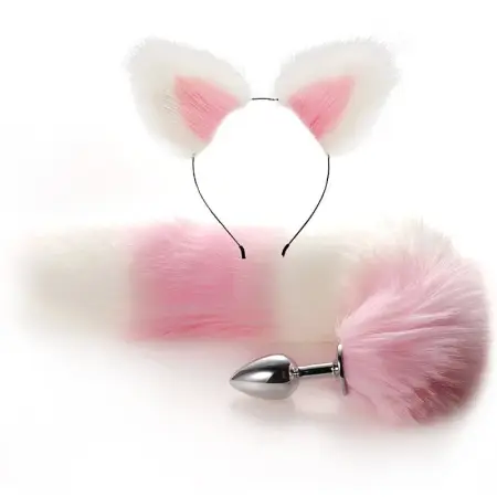 Adult Toys Fox Tail Metal Anal Plug and Ears Couple's Sex Toy Two-piece Set