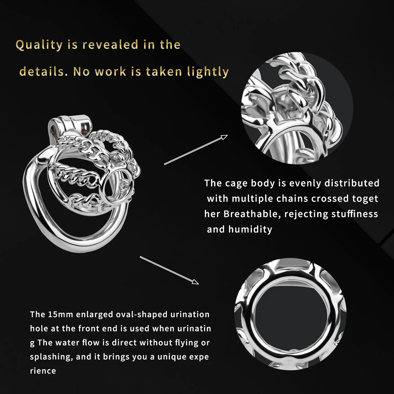 Stainless Steel Male Penis Chastity Cage Conveniently Wearable Restraint-Style Sex Toy Suitable
