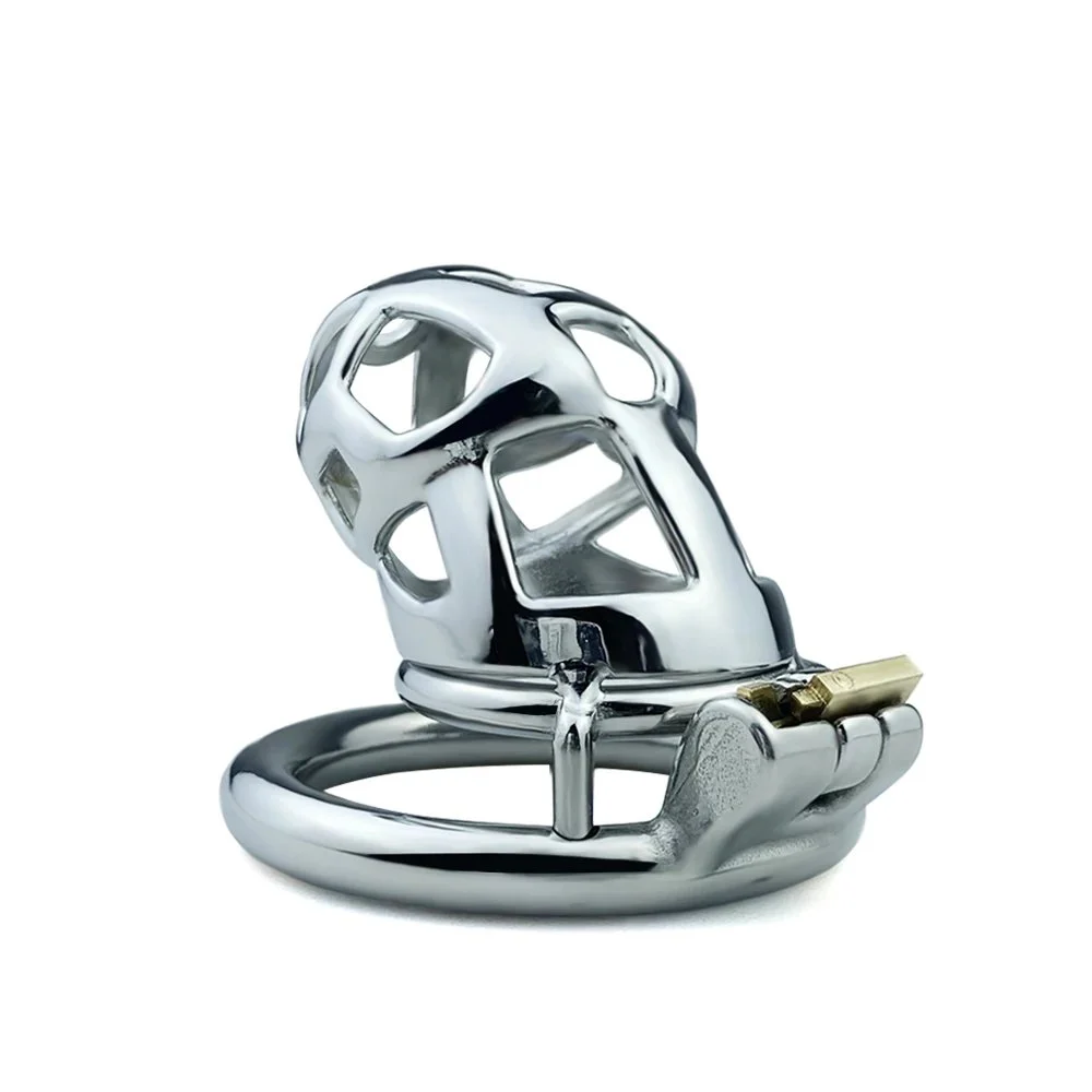 Male Chastity Cage 304 Stainless Steel, 65mm Tall, Four Sizes Ring Metal Sex Toy for Men