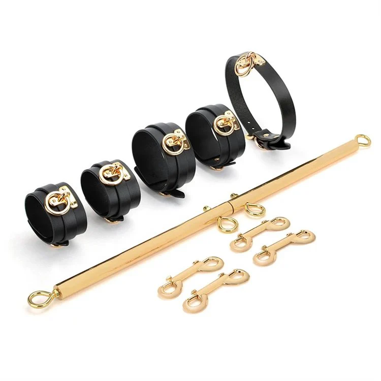 Adjustable Stainless Steel Leather Erotic Games Handcuffs Leg Cuffs BDSM Bondage Restraint Collar Spread Thighs