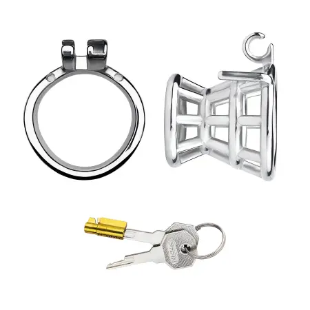 Male Chastity Device Cock Cage Penis Locking Bondage Restraint &Sex Accessories - Stainless Steel Curved Ring for Men