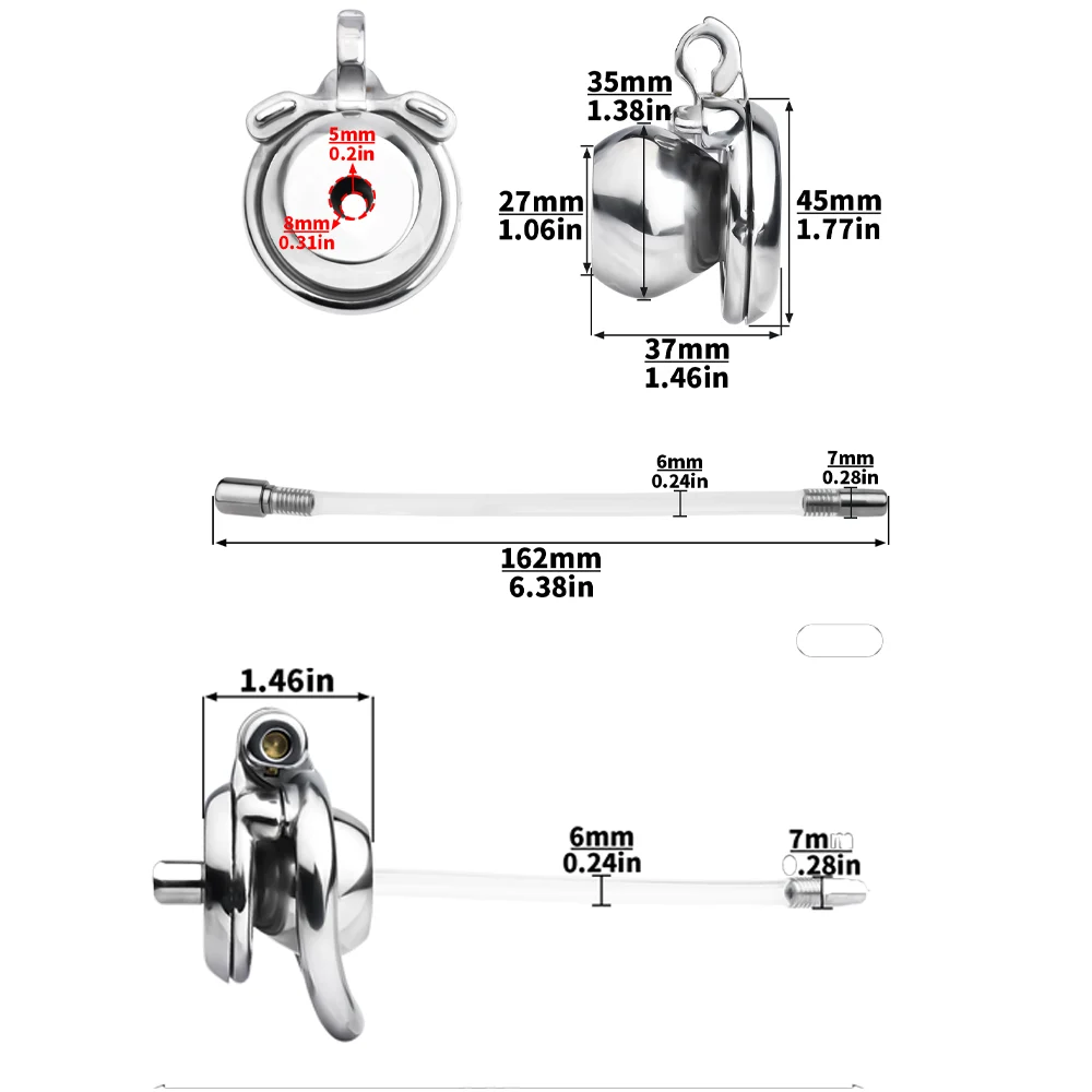 Steel Male Chastity Cage with Urinary Catheter Smoothness SM Man Bondage Penis Binding Training Sex Toy for Man
