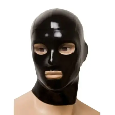 Adult Latex Hood Mask with Zipper 100% Waterproof BDSM Headgear for Dance Party Fetish Black Sex Mask